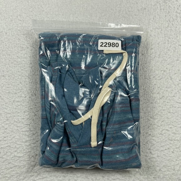 Faherty Hoodie Mens XXL Blue Organic Cotton Striped Slub Pullover Casual Travel - Picture 10 of 10